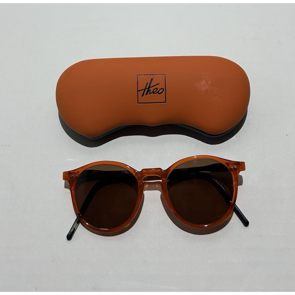 Theo Eyeglasses Frames Only Made In Italy With Case Casual Orange Round Glasses